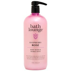 NEW bath lounge Raspberry Rose Body Wash & Bubble Bath Pump Dispenser 32 Fl Oz